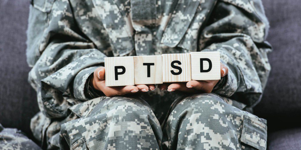 Closeup of a veteran with PTSD blocks Veteran Alcoholism